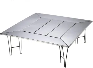UPJAKS Camping Folding Table Stainless Steel Fence Table Detachable Folding Table Picnic Barbecue Table Beach Self-Driving Tour Multifunctional Table for Picnic Backyards Beach (Color : B)
