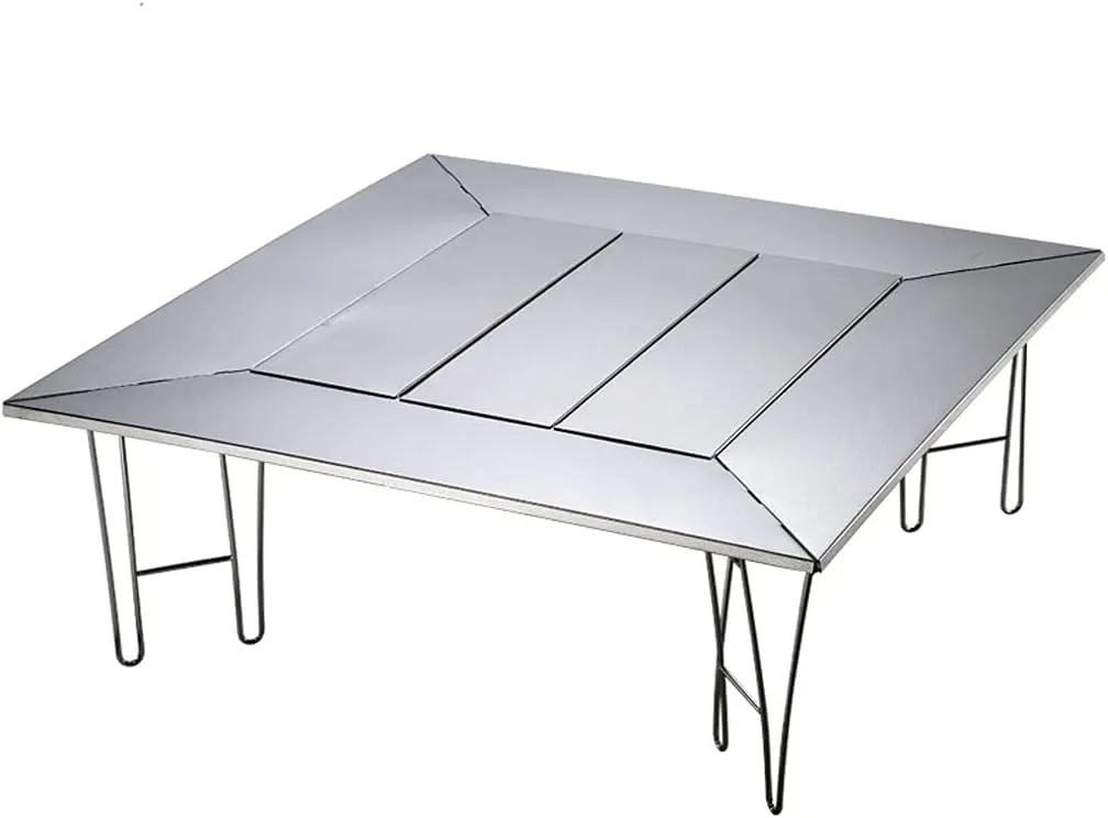 UPJAKS Camping Folding Table Stainless Steel Fence Table Detachable Folding Table Picnic Barbecue Table Beach Self-Driving Tour Multifunctional Table for Picnic Backyards Beach (Color : B)