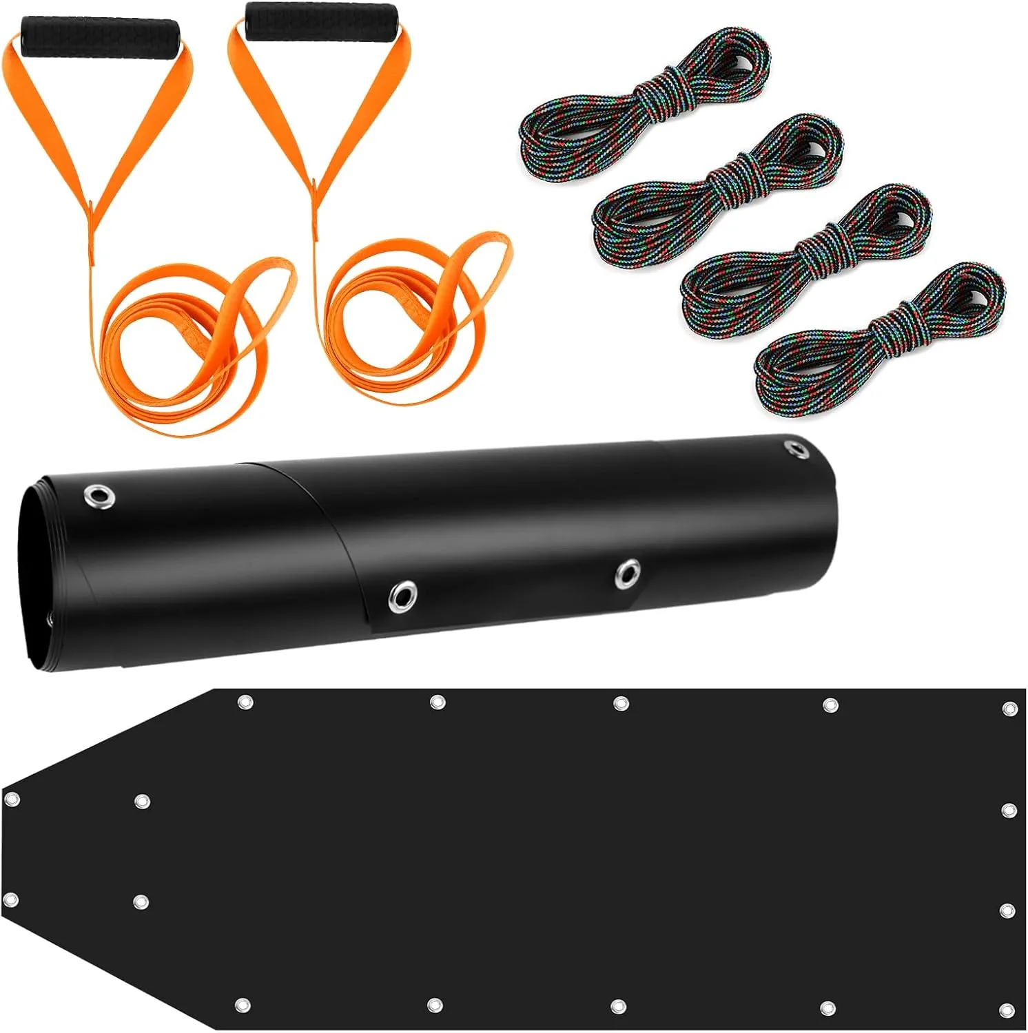 UQM 2 Set Deer Drag Sleds, Portable Deer Sled Game Hauler with 2 Pcs Heavy Duty Deer Drag Strap Ropes 4 Long Ropes, Dragging Sled for Deer Duck Hunting, Ice Fishing, Fire Wood, black
