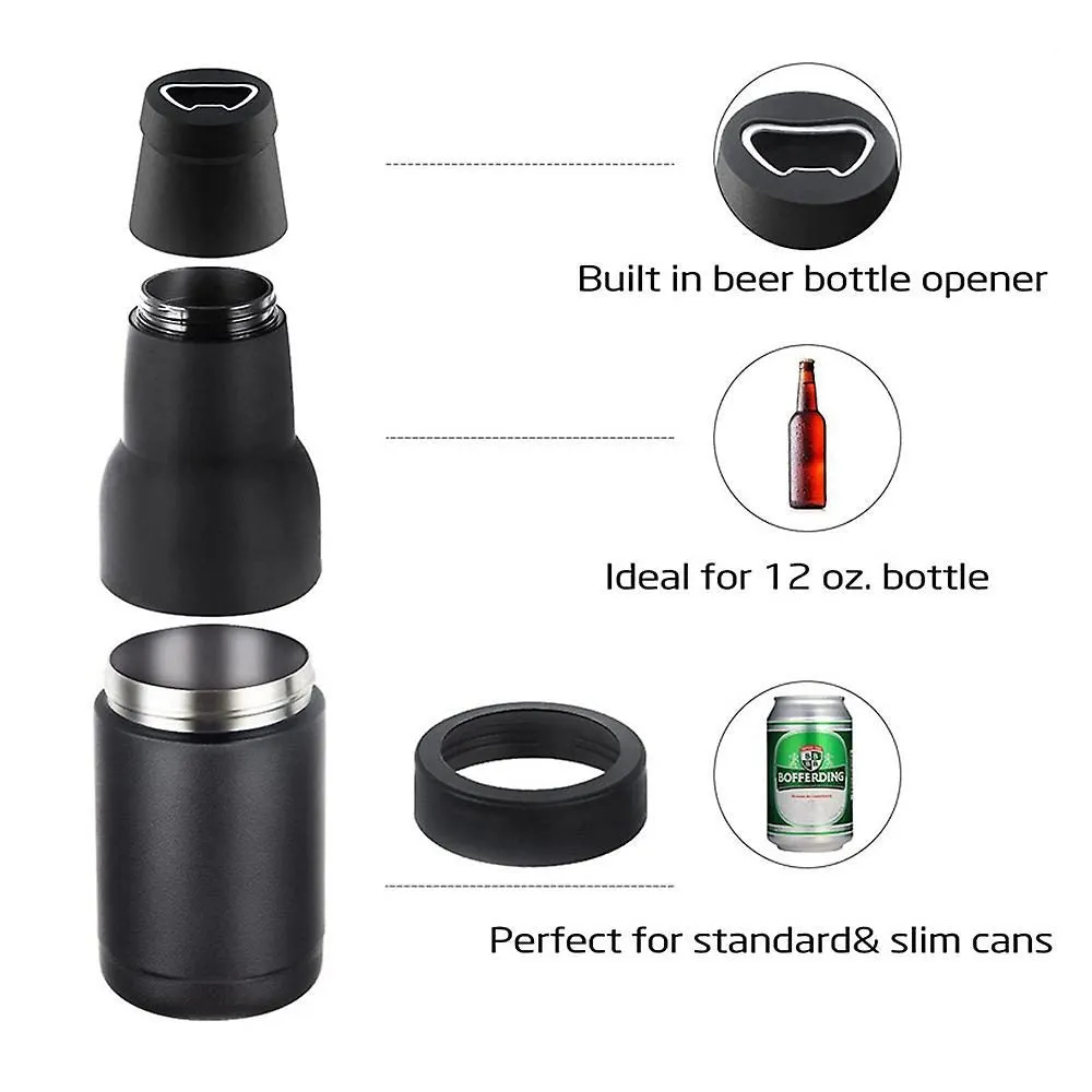 Vacuum Insulated Double Walled Stainless Steel Beer Can And Bottle Cooler With