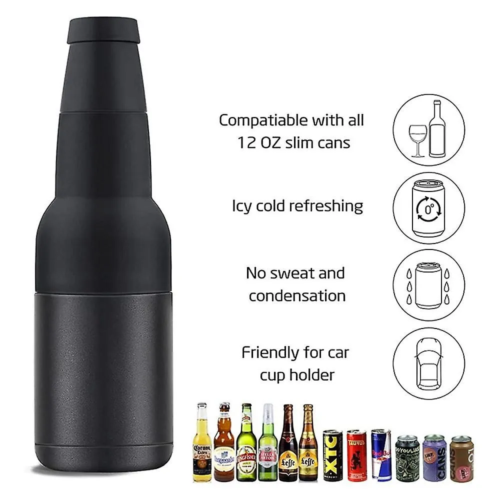 Vacuum Insulated Double Walled Stainless Steel Beer Can And Bottle Cooler With