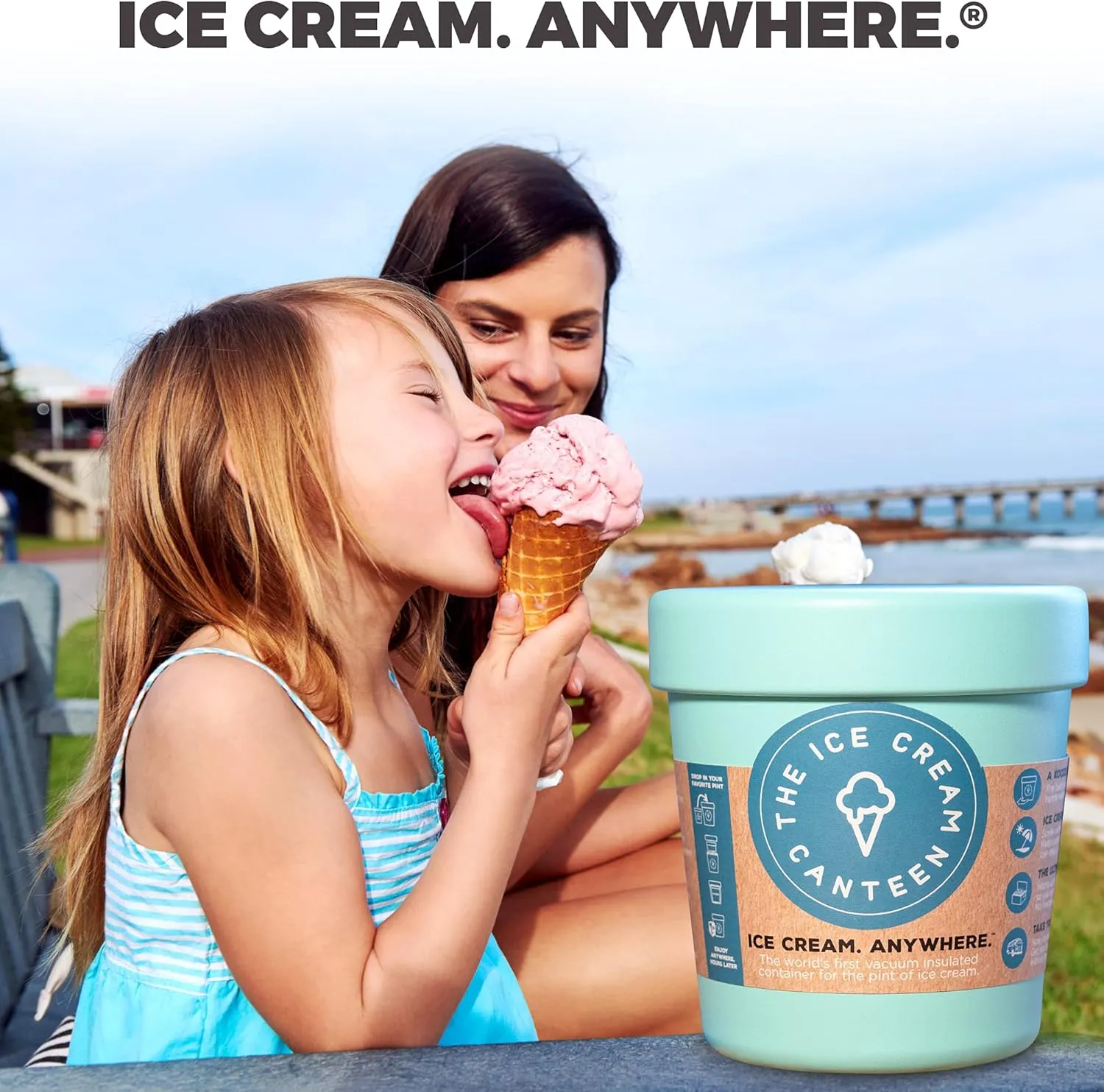 Vacuum Insulated Ice Cream Pint Cooler Keeps Frozen for hours enjoy ice cream anywhere (Stainless Steel)