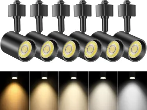 VANoopee 5-Color LED Track Lighting Heads H Type Track Light Heads Dimmable Bright Rail Ceiling Spotlight Fixtures Accent Art Task, 2000K-6000K, Flicker Free CRI90  24° 10W 800lm, Matte Black, 6 Pack