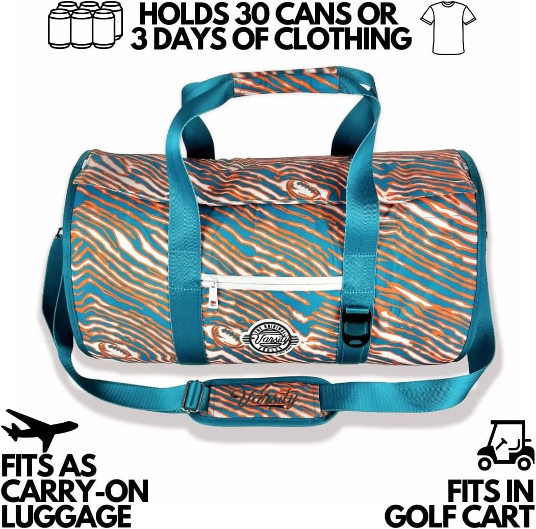 Varsity Cooler Miami Travel Party Duffel & Cooler – 30 Can Leakproof Insulated Tote Bag, Waterproof Soft compartment for Tailgating, Golf, Beach, Carry-On Luggage & Outdoor Sports