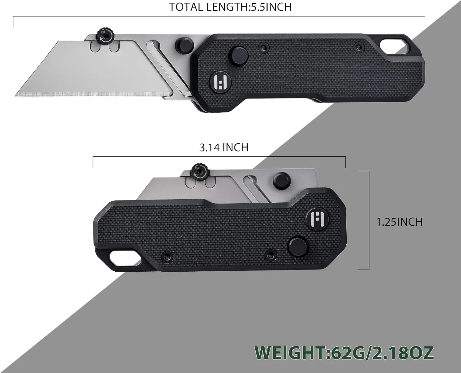 Vectron Folding Utility Knife with Extra 10Pcs SK2 Blades, EDC Box Cutters for Home, Office, Warehouse, Durable Razor Knife,Box Opener,Small Box Cutter with Belt/Pocket Clip, Black