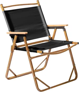Versatile Folding Camping Chair, Large Aluminum Leisure Chair, Lightweight Beach Chairs, Wood Grain Design, Comfortable Lawn Chairs, for Garden Sand Picnic BBQ, Weight Capacity of 265 lbs (Black)