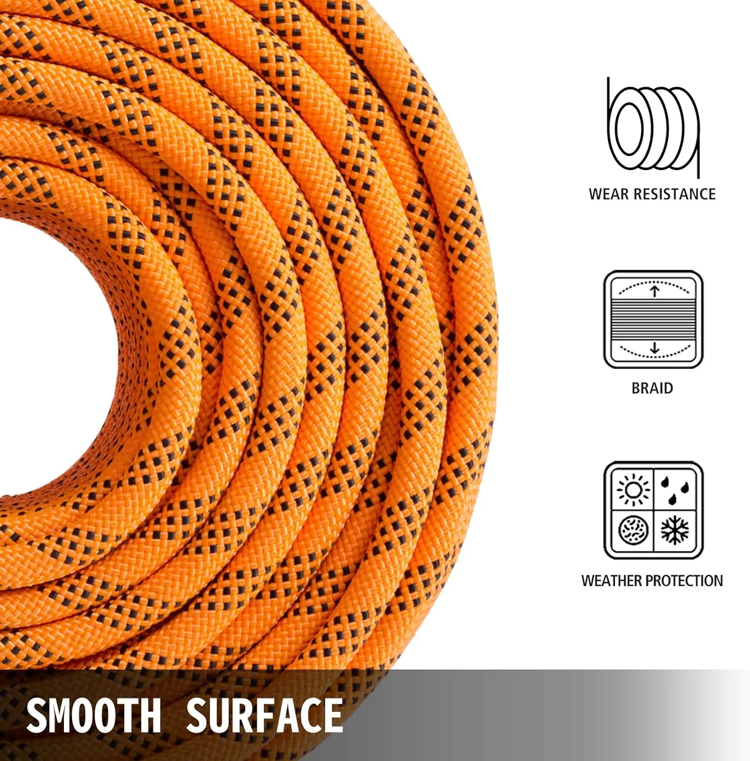 VEVOR 9/16 Inch Double Braid Polyester Rope 200 FT Nylon Pulling Rope 1100LBS High Force Polyester Load Sailing Rope(9/16In-200Ft)
