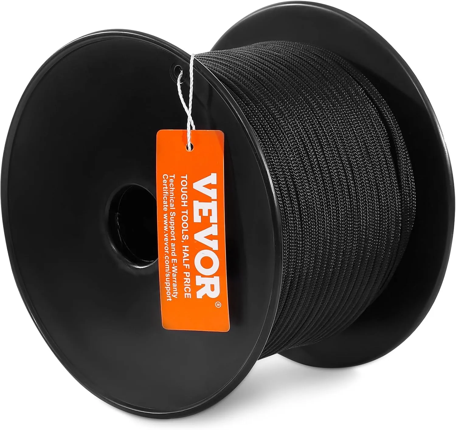 VEVOR Braided Nylon Rope, 3/16 in x 250 ft, 32 Strands, 720 LBS Breaking Strength Outdoor Climbing Rope, Arborist Tree Climbing Rigging Rope for Rock Hiking Camping Swing Rappelling Rescue, Black