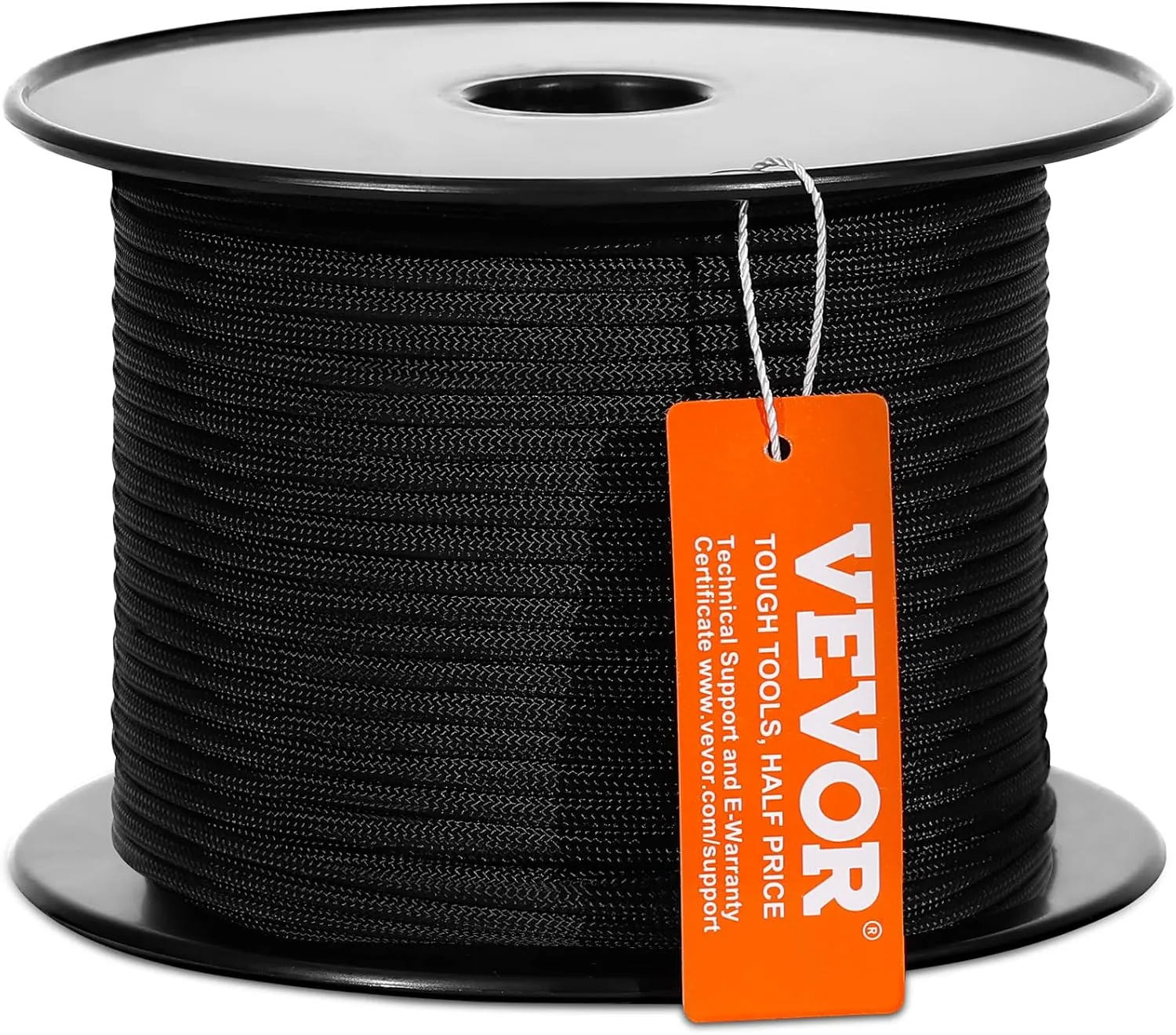 VEVOR Braided Nylon Rope, 3/16 in x 250 ft, 32 Strands, 720 LBS Breaking Strength Outdoor Climbing Rope, Arborist Tree Climbing Rigging Rope for Rock Hiking Camping Swing Rappelling Rescue, Black