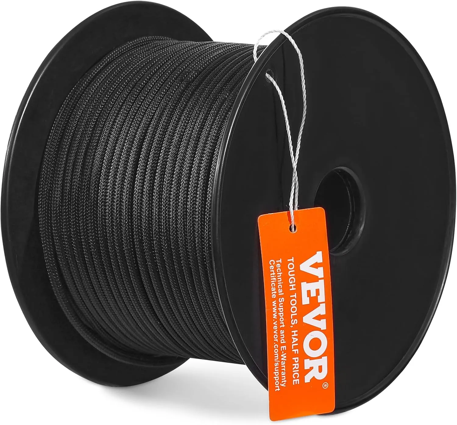 VEVOR Braided Nylon Rope, 3/16 in x 250 ft, 32 Strands, 720 LBS Breaking Strength Outdoor Climbing Rope, Arborist Tree Climbing Rigging Rope for Rock Hiking Camping Swing Rappelling Rescue, Black