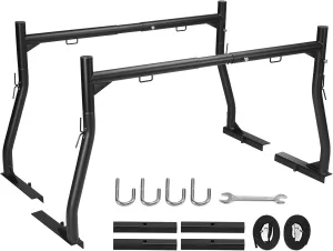 VEVOR Extendable Steel Truck Ladder Rack - 800 lbs Capacity, 46-71 inch, Non-Drilling for Kayak, Surfboard, Lumber, Ladder