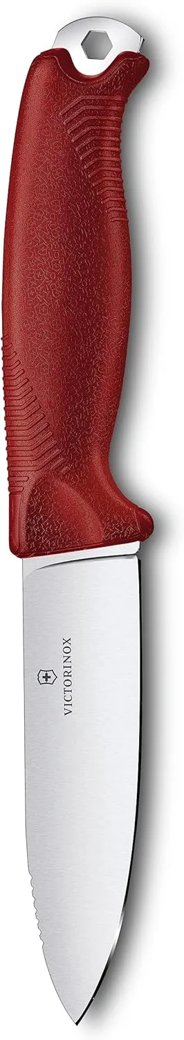 Victorinox Venture Fixed-Blade Full Tang Stainless Steel Outdoor Knife - Durable Red Handle, Swiss Army Knife That is Ideal for Camping and Survival