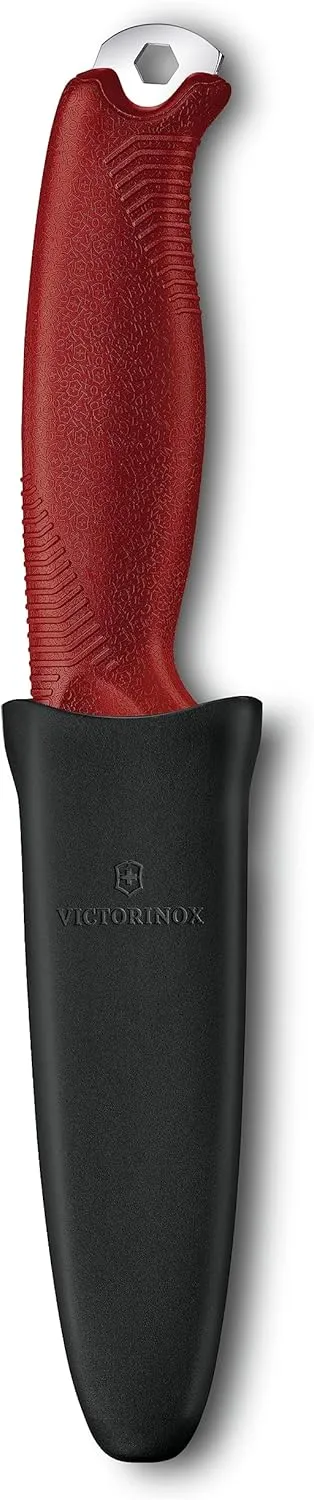 Victorinox Venture Fixed-Blade Full Tang Stainless Steel Outdoor Knife - Durable Red Handle, Swiss Army Knife That is Ideal for Camping and Survival