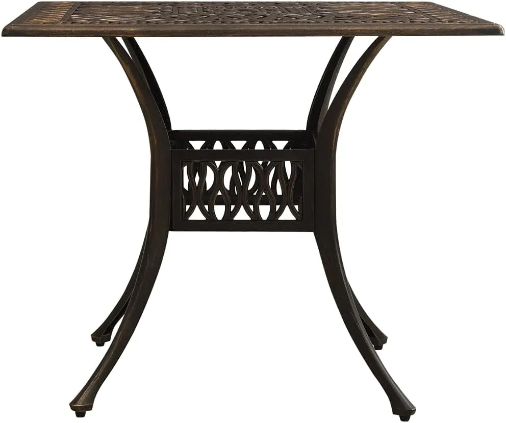 vidaXL Bronze Patio Table, Cast Aluminum, Outdoor Use, Square Design, Stable, 35.4"x35.4"x28.7" with Umbrella Hole, Requires Assembly