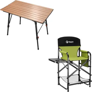 VILLEY Portable Camping Table   Folding Directors Chair