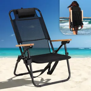 VINGLI Premium Lightweight Backpack Beach Chair with 4-Position, Cup Holders, Textilene Beach Chair for Adults, Camping Chairs Outdoor