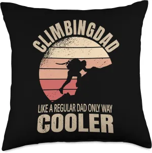 Vintage Climbing Dad Climber Bouldering Rock Climbing Throw Pillow