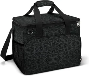 Vintage Gothic Skull Damask Floral Pattern Cooler Bag, Collapsible Soft Sided Cooler, Large Leakproof Camping Cooler, Portable Travel Cooler for Camping, Road Trips