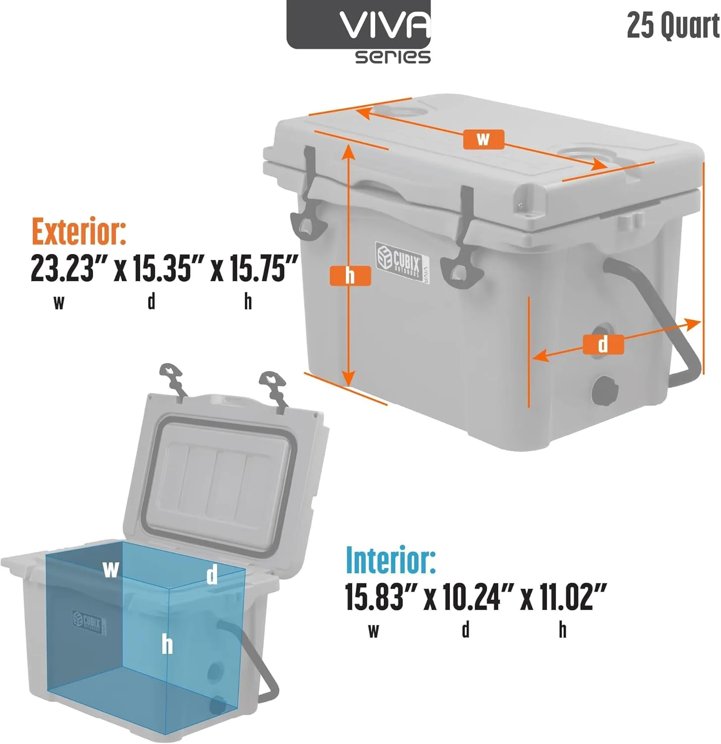 Viva Portable Rotomolded Hard Cooler, Heavy Duty Cooler Ice Chest, Insulated Cooler, Cold Retention for Travel, Beach, Camping, Fishing