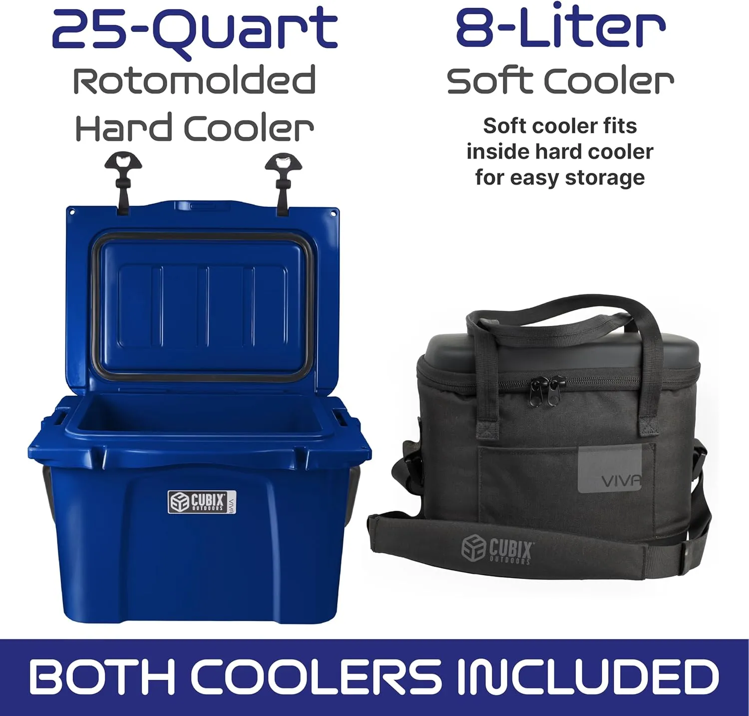 Viva Portable Rotomolded Hard Cooler, Heavy Duty Cooler Ice Chest, Insulated Cooler, Cold Retention for Travel, Beach, Camping, Fishing