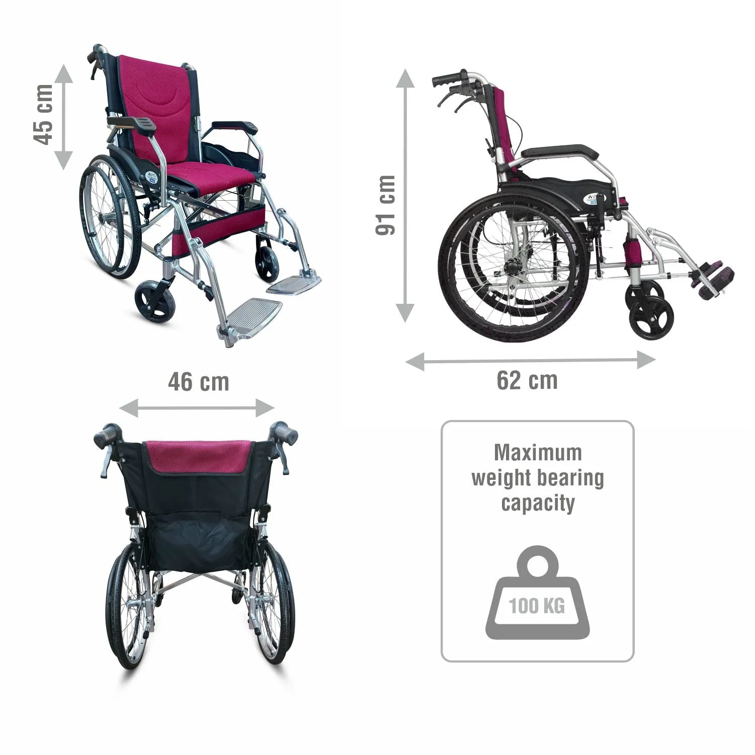 VMS Careline Foldable Transit Lightweight Wheelchair CRUISE