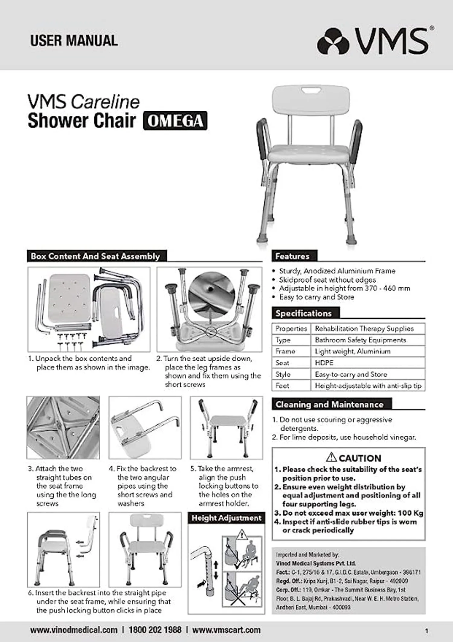 VMS Careline Shower Chair OMEGA