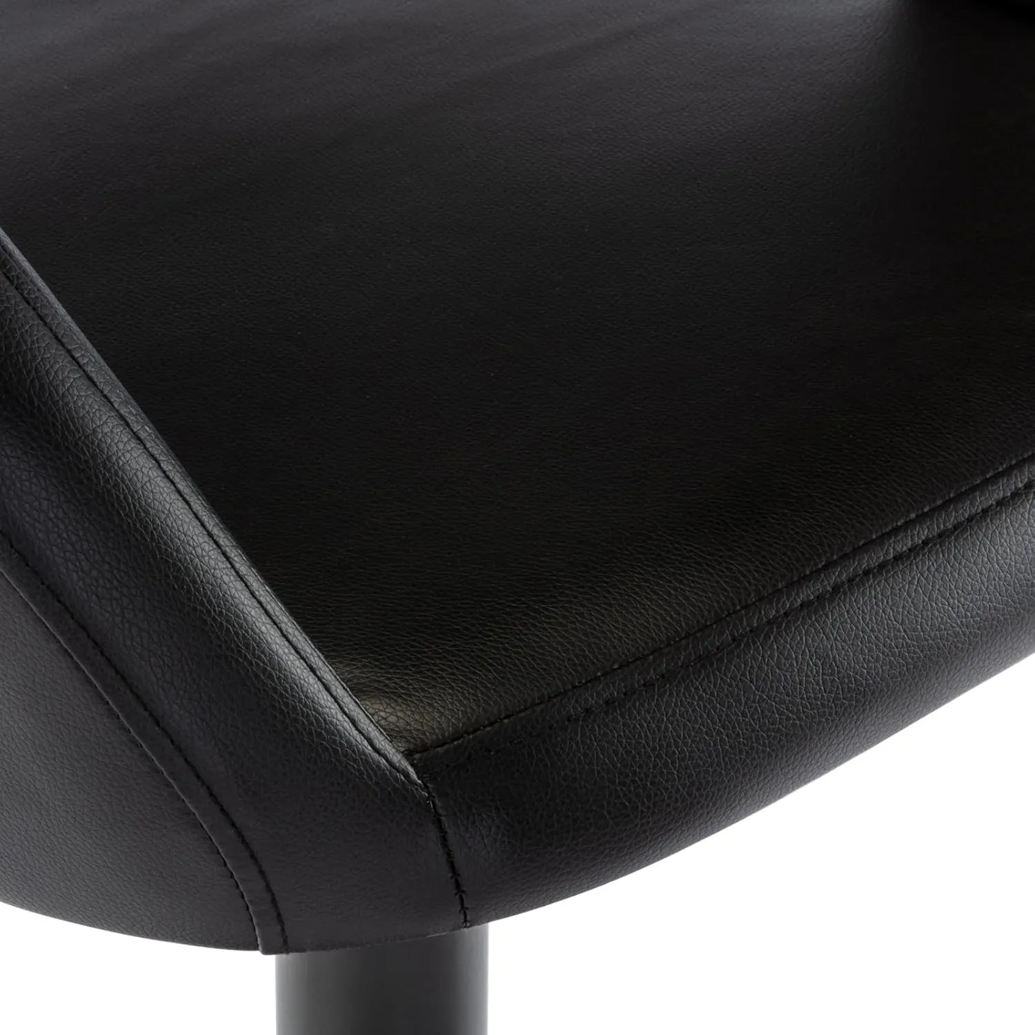 Vogue Furniture Direct Adjustable Bar Stool with Hollow Back and Arms, Modern PU Leather Swivel Barstool, Airlift Counter Height Bar Chair for Kitchen Dining Room (Black, Balck Base)