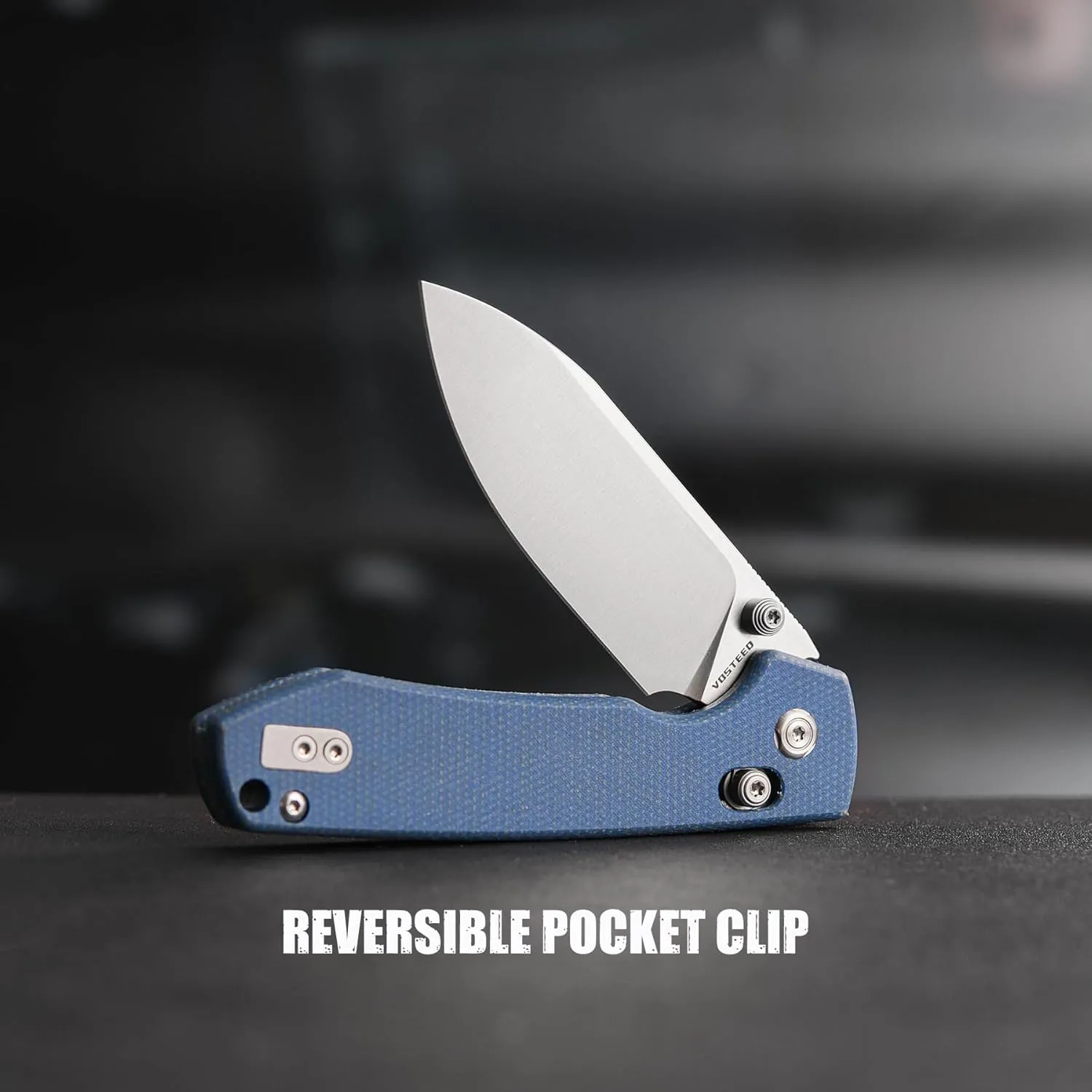 Vosteed EDC Knife, Lightweight Folding Pocket knife with Clip for Men and Women, Sharp Crossbar Lock Knife with 3.25" Sandvik 14C28N Steel Blade, Micarta Handle for Camping, Hiking - Raccoon