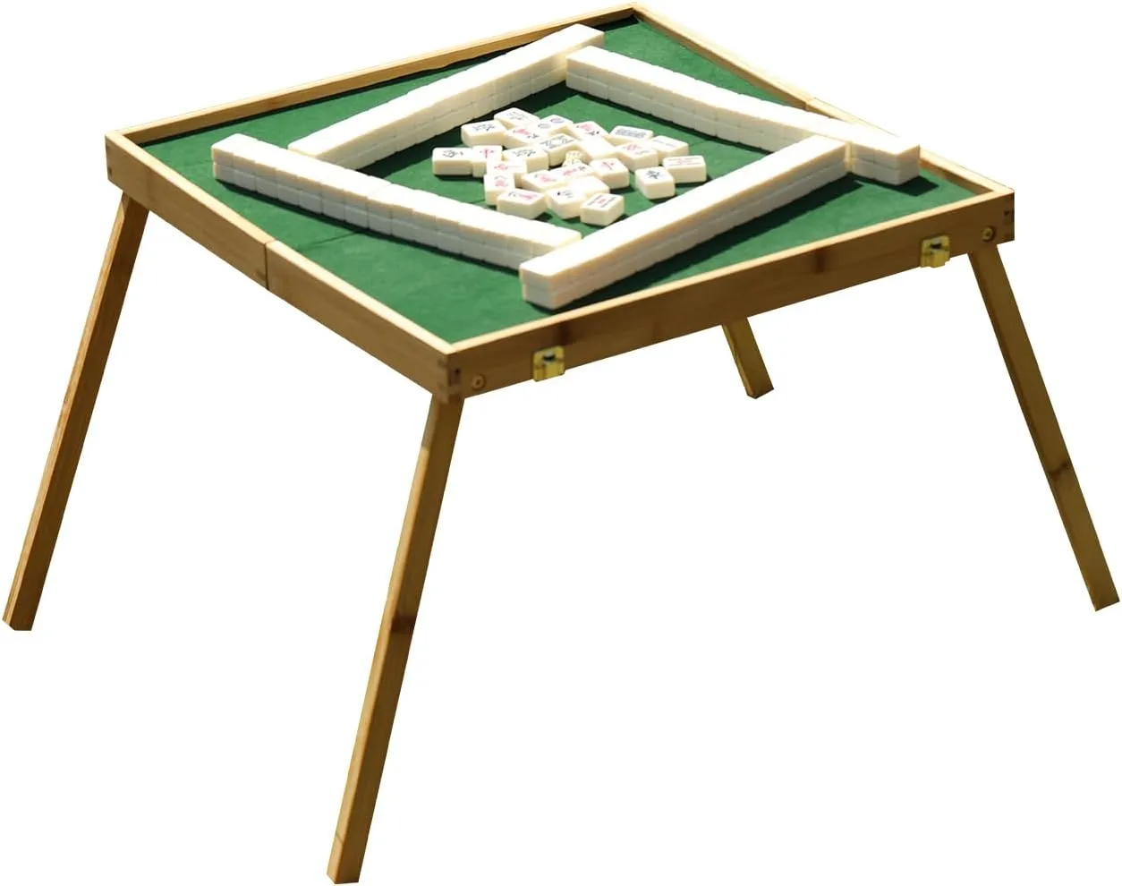 VPH Ivory Chinese Mahjong Set 144 Sheets Includes Folding Table Camping Essentials