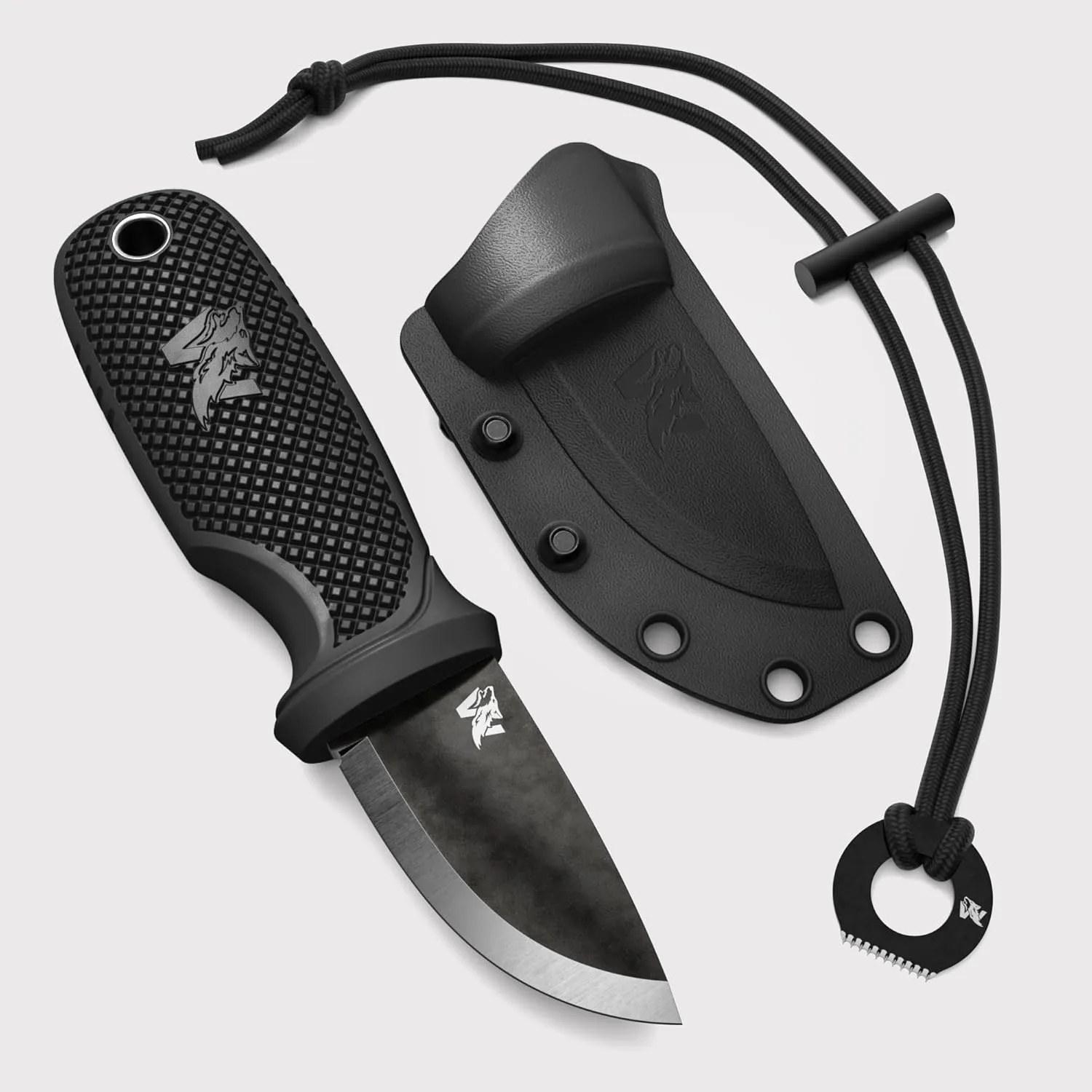 W-MINI 2 - EDC Neck Knife with Sheath and Necklace - Small EDC Fixed Blade Knife Necklace and Belt Clip - Pocket Fixed Blade Knives - Full Tang Neck Knife with Sheath Tactical   Fire Starter