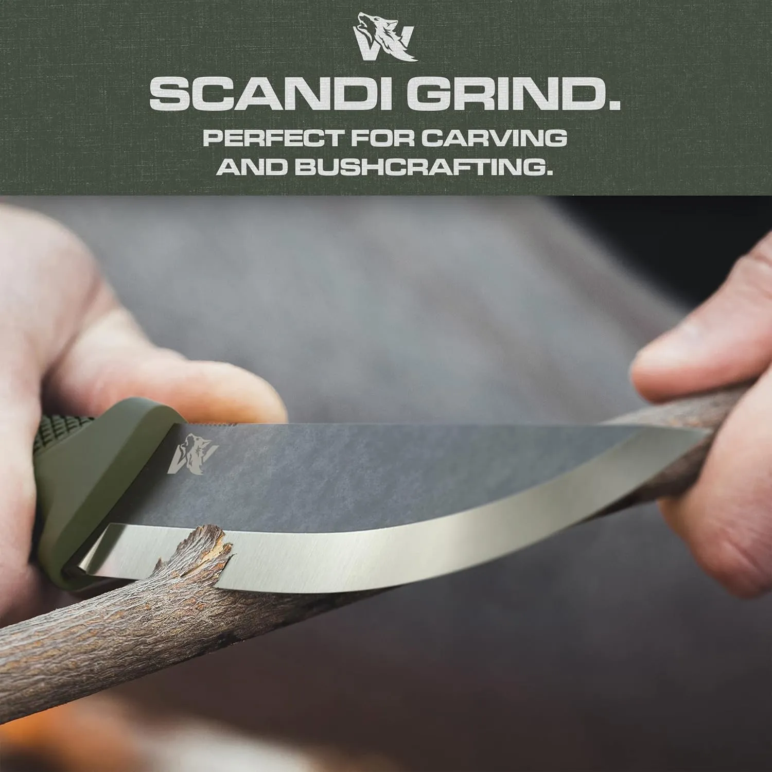W-SCANDI Full Tang Survival Knife with Sheath - Stylish Tactical Fixed Blade - Made of 440C Steel - Bushcraft and Camping Knife - Perfect EDC Hunting Knife with TPE Handle