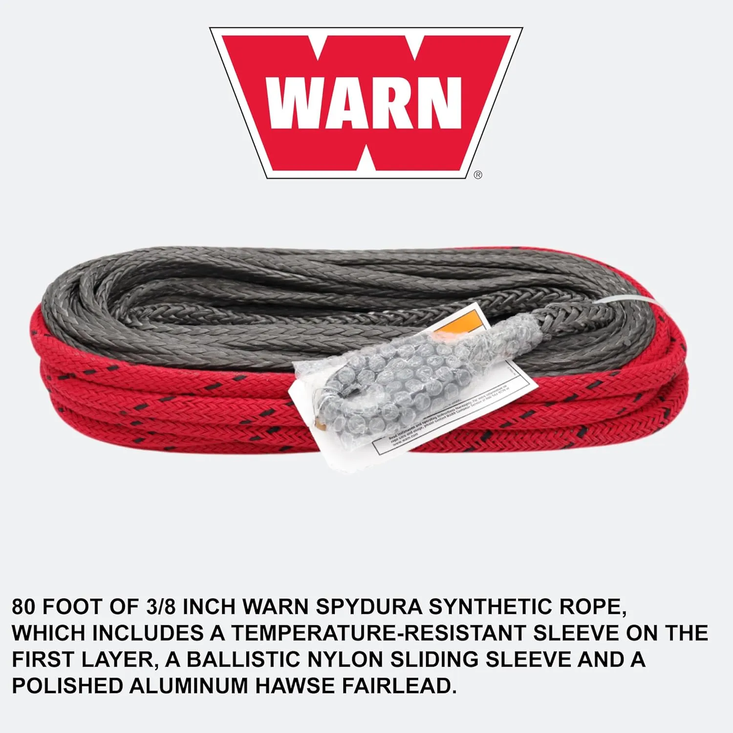 Warn Zeon 12-S 12V Electrical Utility Winch with 80 ft of 3/8 in Spydura Synthetic Rope & 12,000 lbs. for Trucks & SUVs - Includes Wired Remote and Epic Dual Pin "H" Shape Shackle Hyperlink (95950)