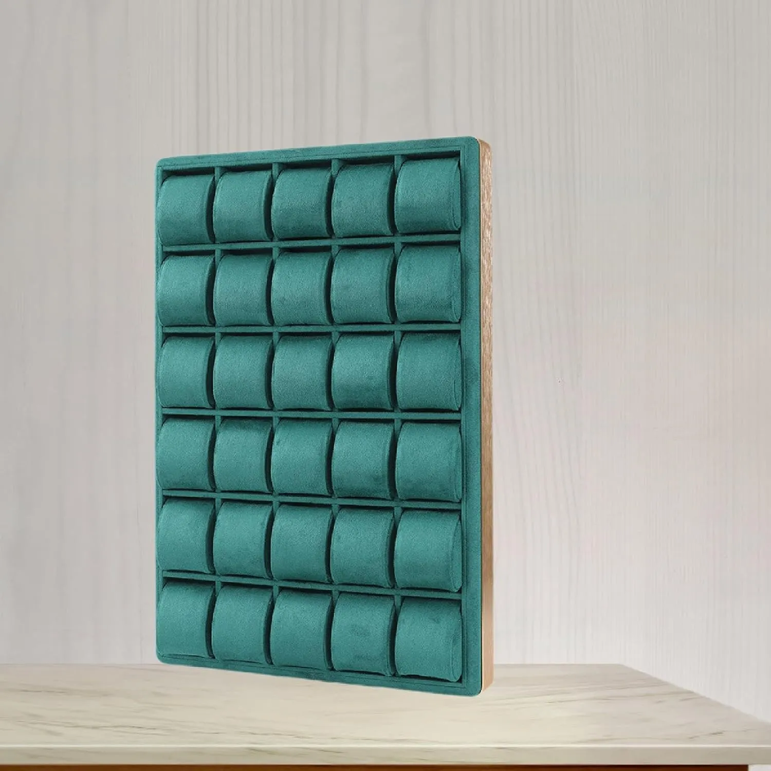 Watch Display Tray Holder, Showing Plate Large Multipurpose 30 Grids Jewelry Organizer Wristwatches Case for Show Office Gift, Green