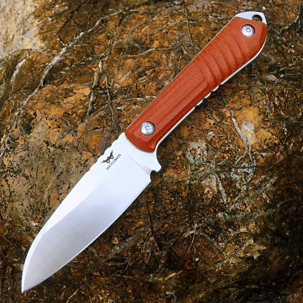Watchman W206 EDC Fixed Blade Knife 14C28N Blade Steel Micarta Handle with Kydex Sheaths for Outdoor Activities Camping (Desert)