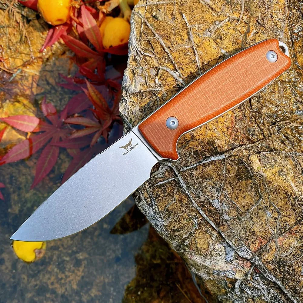 Watchman W222 survival Fixed Blade Straight knife 14C28N camping, fishing, barbecue knife, outdoor survival with Sheath Knife (white)