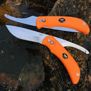 Watchman WF228 Double Blade Folding Hunting Knife Two Blades in One,Butcher Knife, Rotating Skinning and Gutting Fixed Blade Non-Slip Handle - Includes Kydex Sheath