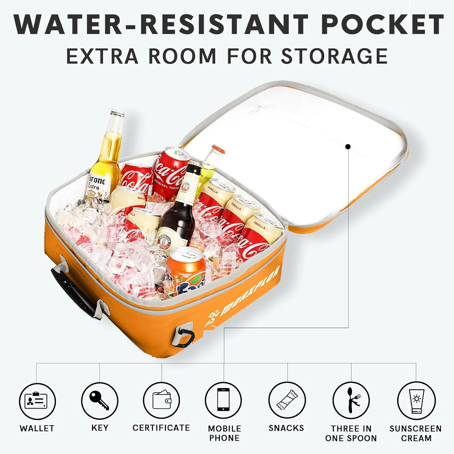 Waterproof PVC Paddleboard Cooler Deck Bag - 12 Can Soft Insulated Cooler for Paddleboarding, Camping, Kayaking