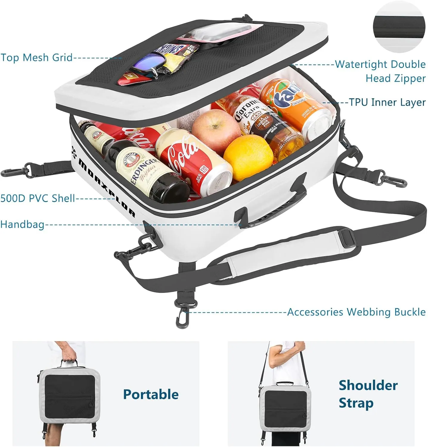 Waterproof PVC Paddleboard Cooler Deck Bag - 12 Can Soft Insulated Cooler for Paddleboarding, Camping, Kayaking