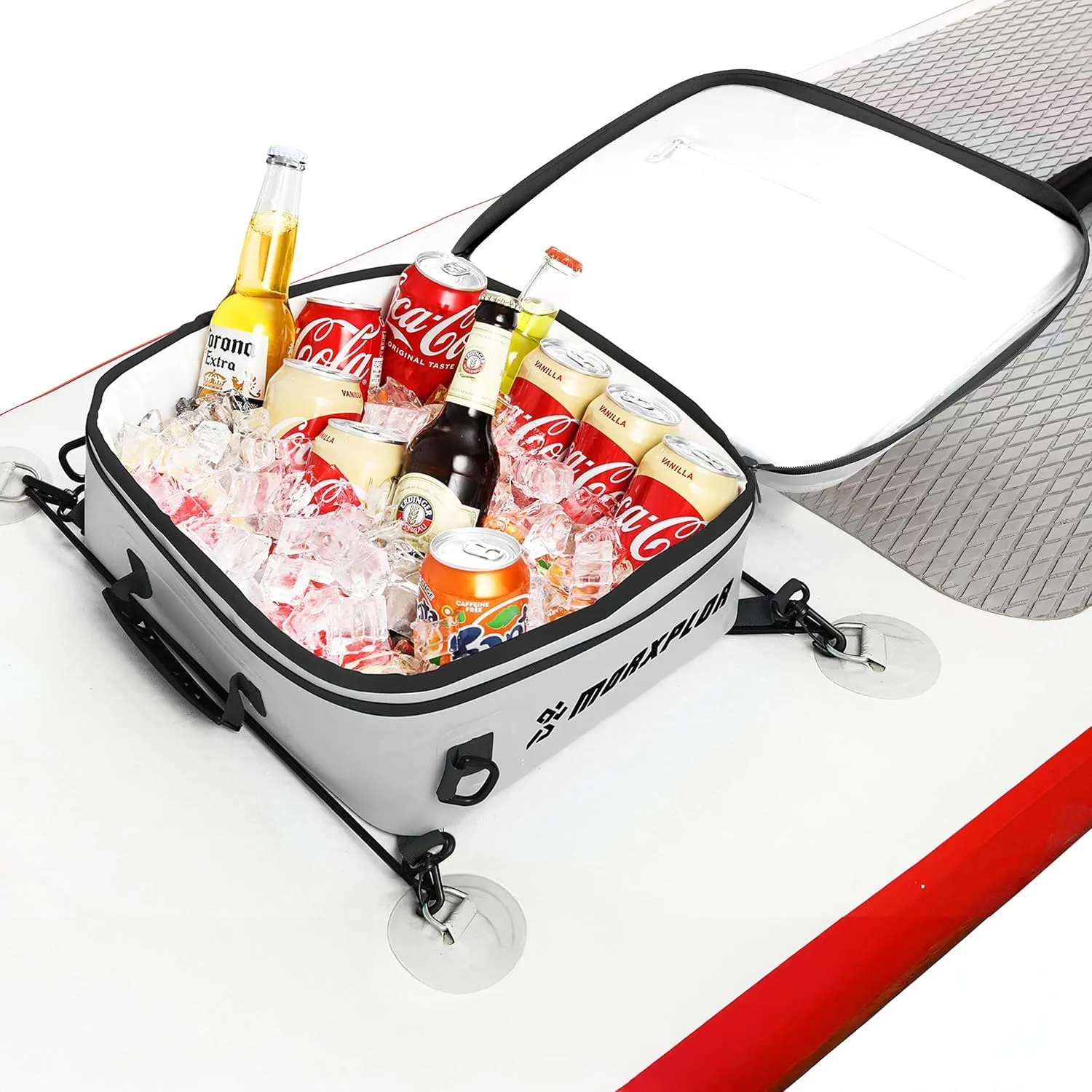 Waterproof PVC Paddleboard Cooler Deck Bag - 12 Can Soft Insulated Cooler for Paddleboarding, Camping, Kayaking