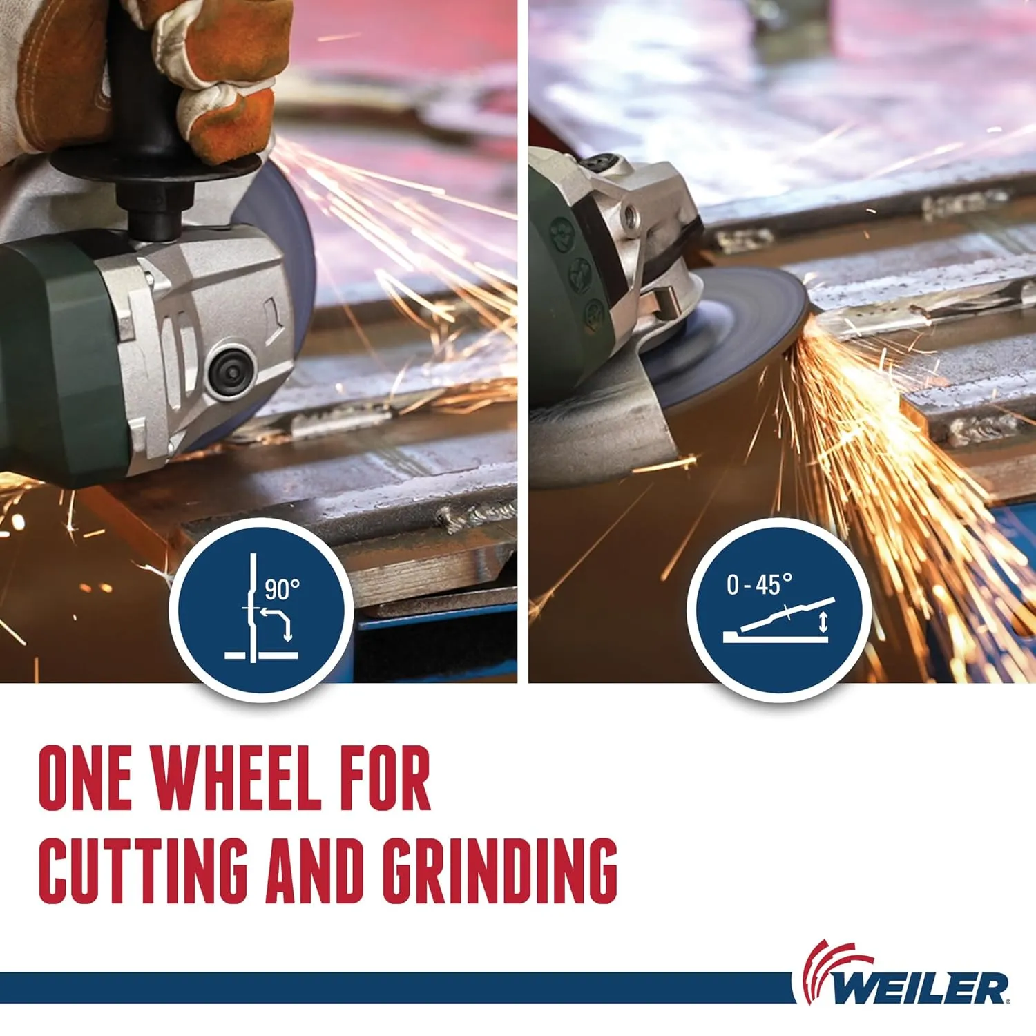 Weiler 57102 5" x 1/8" Tiger Type 27 Cut and Grind Combo Wheel, A30S, 5/8"-11 UNC Nut (Pack of 10)