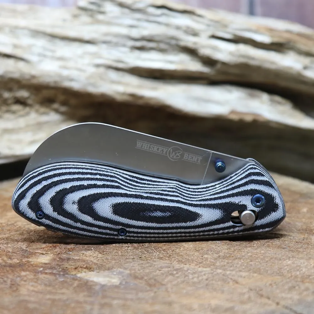 WHISKEY BENT HAT CO. Catch Pin Lock Folding Pocket Knife w/Clip Hawksbill Blade Thumbstud Opening 440C Stainless Steel Blade (Night Hawk, 3.8" - Closed Length)