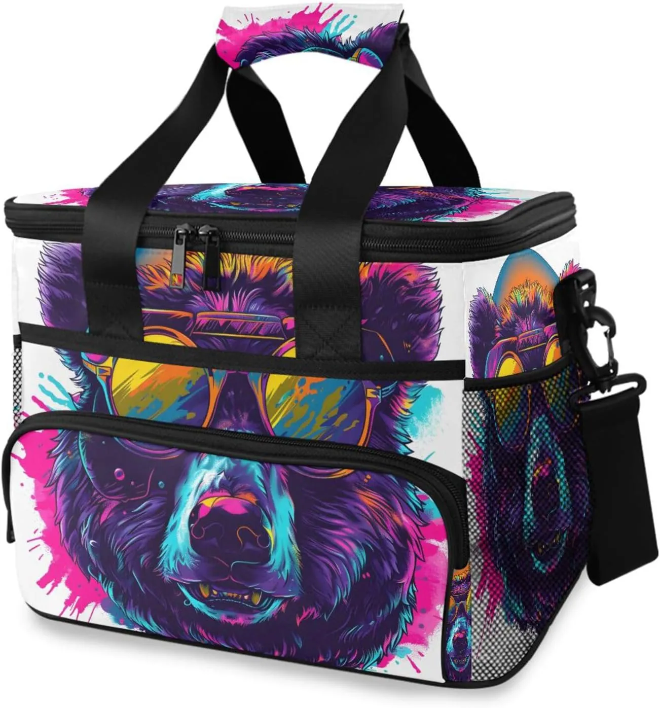 White Bear Cooler Bag Insulated Cooler Soft Sided Cooler 24 Can Portable Picnic Bag Large Leakproof Lunch Bag Box for Beach Grocery Camping Travel Car Men Women