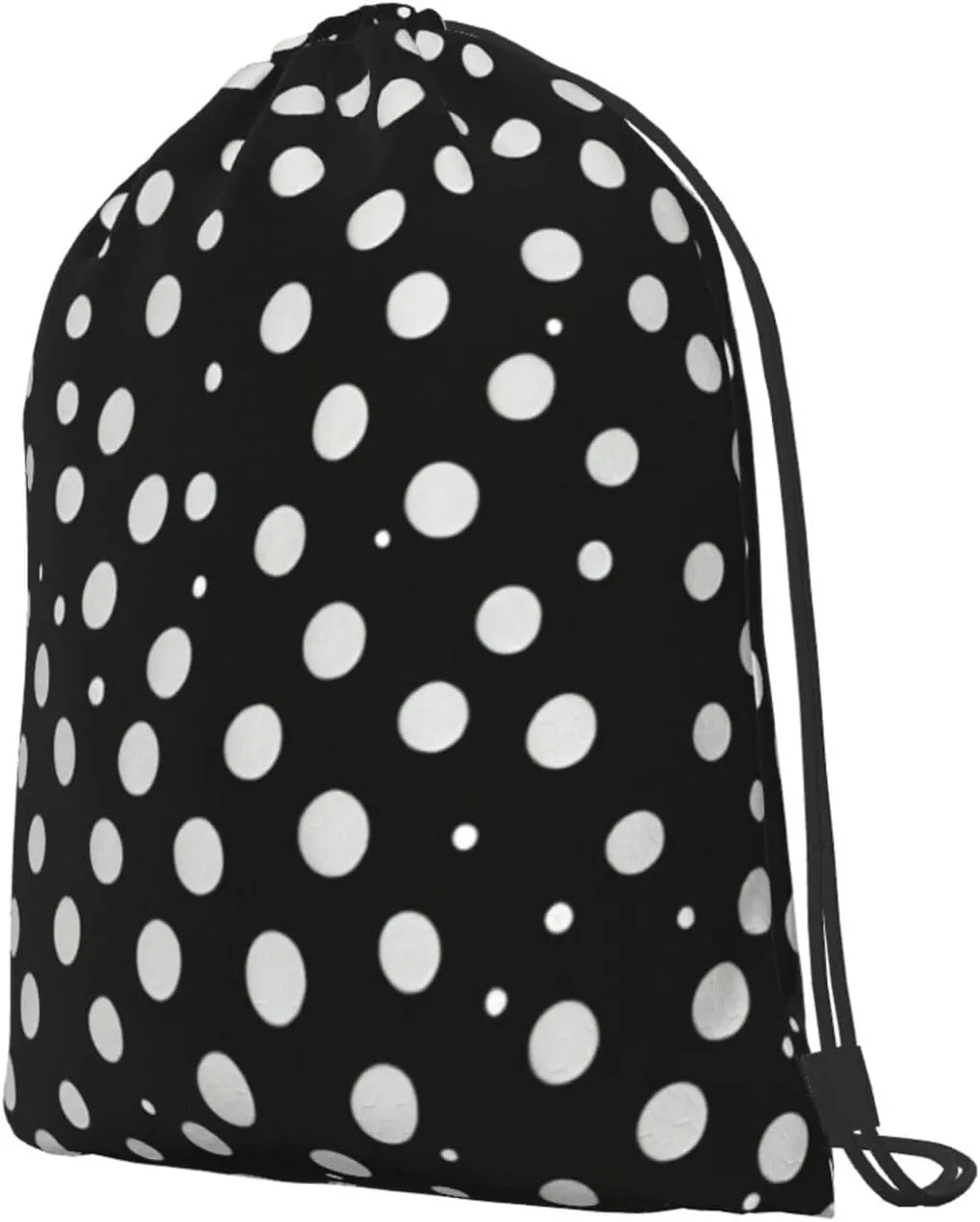 White Dot Pattern Drawstring Cinch Backpack Polyester Sack Pack String Bag For Hiking Camping Adventure