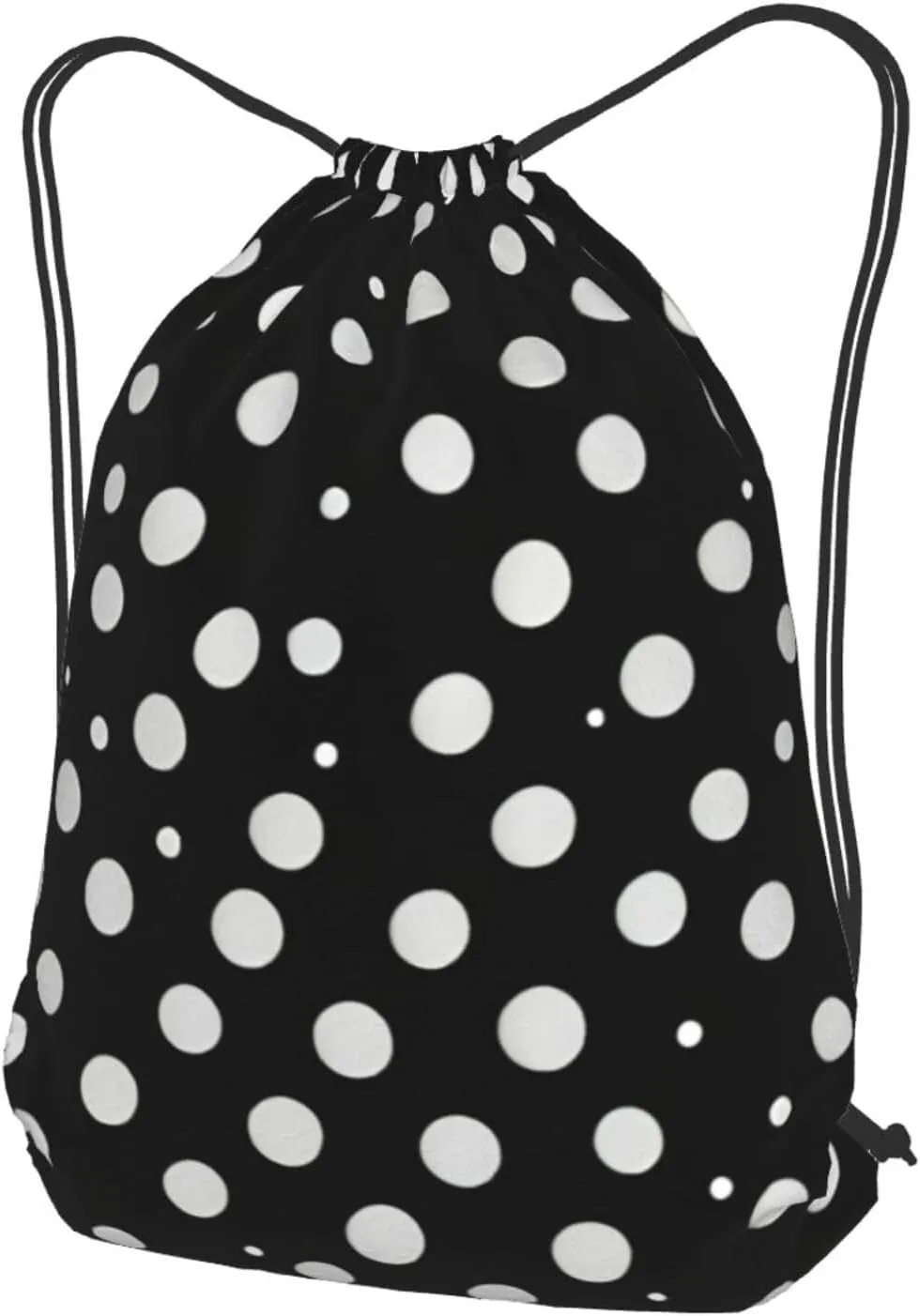 White Dot Pattern Drawstring Cinch Backpack Polyester Sack Pack String Bag For Hiking Camping Adventure