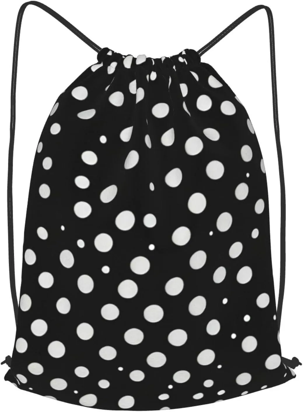 White Dot Pattern Drawstring Cinch Backpack Polyester Sack Pack String Bag For Hiking Camping Adventure