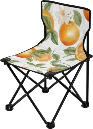 White Orange Flower Floral Folding Portable Camping Chairs for Women Men Lightweight Travel Chairs Ergonomically Designed Camping Essentials for Outdoor Cooking Picnic