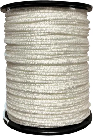 White Rope 3/16" X 500 ft Low - Stretch Solid Braid Industrial Polyester Cord. USA Made for Fishing, Camping, Crafting, Hammock, Clothesline, Hiking, Indoor & Outdoor