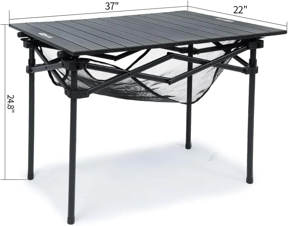 Whitsunday Aluminum Folding Outdoor Camping Table Compatible with Wagons (Carbon Black, Rectangular(H))
