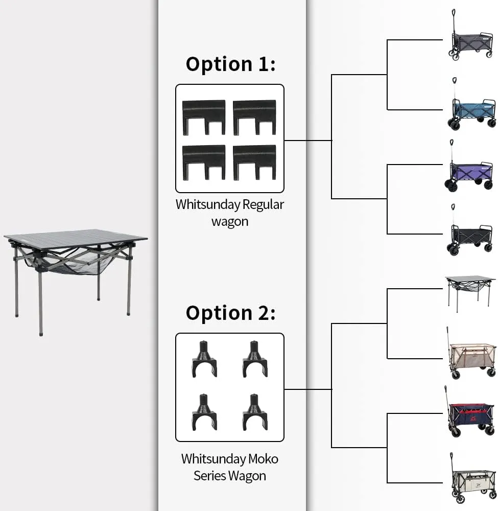Whitsunday Aluminum Folding Outdoor Camping Table Compatible with Wagons (Carbon Black, Rectangular(H))