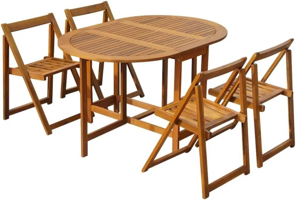 Wicker Patio Furniture, Piece Patio Furniture Set,5 Piece Folding Patio Dining Set Solid Acacia WoodDesigned for Camping, Resting, Outdoors.